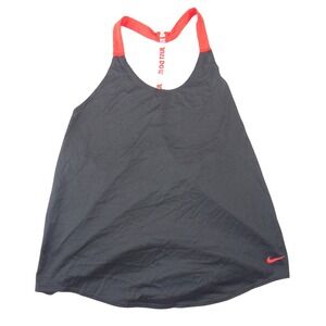 Nike Just Do It T-Back Tank Top Black Orange Racerback Womens Sleeveless Workout